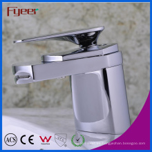 Fyeer Simple Graceful Short Spray Waterfall Bathroom Chrome Faucet Grifo del mezclador de agua caliente y fría